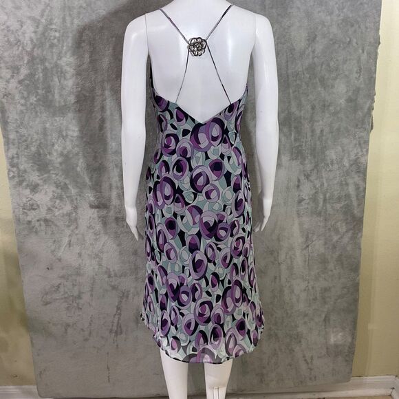 VTG. LAUNDRY Shelli Segal Fairy silk slip Dress Women's 6 purple artsy w pin - Picture 5 of 11